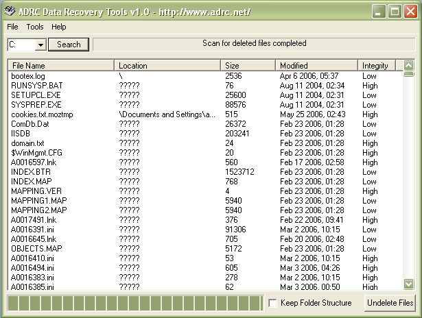 Screenshot of Data Recovery using ADRC Software